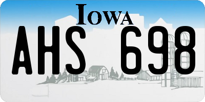 IA license plate AHS698