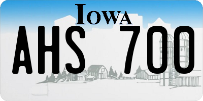 IA license plate AHS700