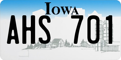 IA license plate AHS701