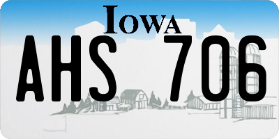 IA license plate AHS706