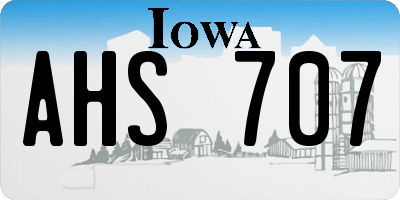 IA license plate AHS707