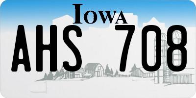 IA license plate AHS708