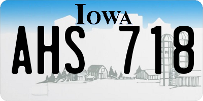 IA license plate AHS718
