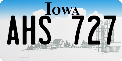 IA license plate AHS727