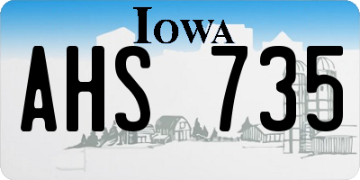IA license plate AHS735