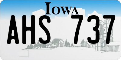 IA license plate AHS737