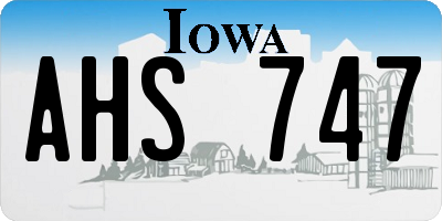 IA license plate AHS747
