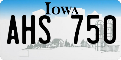 IA license plate AHS750