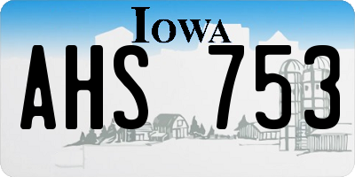 IA license plate AHS753