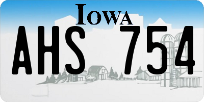 IA license plate AHS754