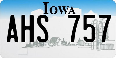 IA license plate AHS757