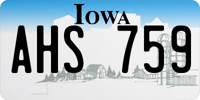IA license plate AHS759