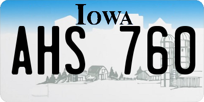 IA license plate AHS760
