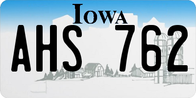 IA license plate AHS762