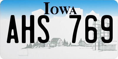 IA license plate AHS769
