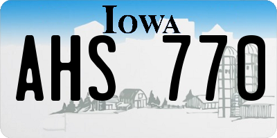 IA license plate AHS770