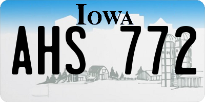IA license plate AHS772