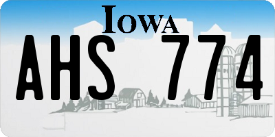 IA license plate AHS774