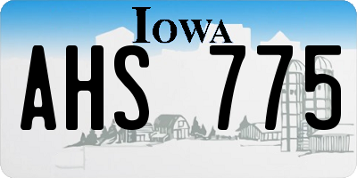 IA license plate AHS775