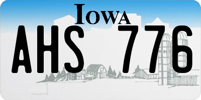 IA license plate AHS776