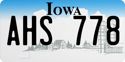 IA license plate AHS778