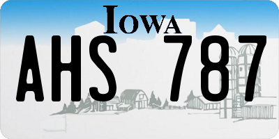 IA license plate AHS787