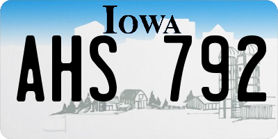 IA license plate AHS792