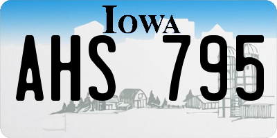 IA license plate AHS795