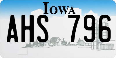IA license plate AHS796