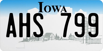 IA license plate AHS799
