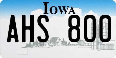 IA license plate AHS800