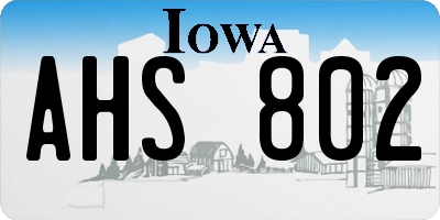 IA license plate AHS802