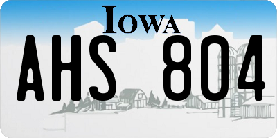 IA license plate AHS804