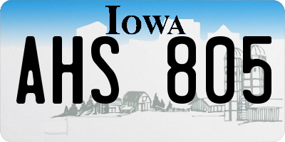 IA license plate AHS805