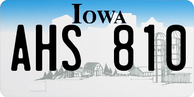 IA license plate AHS810