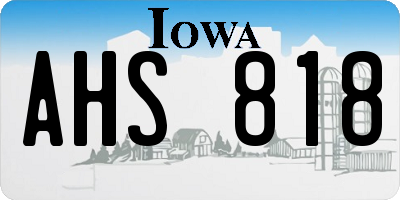 IA license plate AHS818