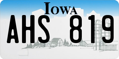IA license plate AHS819