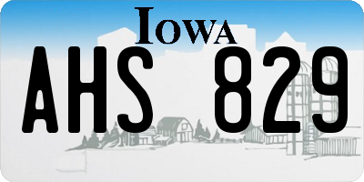 IA license plate AHS829