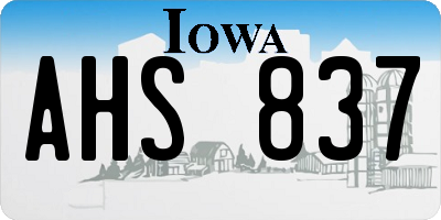 IA license plate AHS837