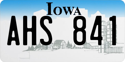 IA license plate AHS841