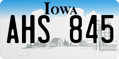 IA license plate AHS845