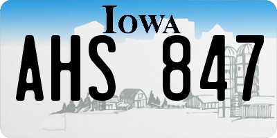 IA license plate AHS847