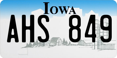 IA license plate AHS849