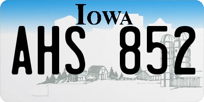 IA license plate AHS852