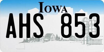 IA license plate AHS853