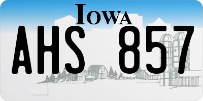 IA license plate AHS857