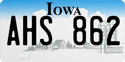 IA license plate AHS862