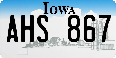IA license plate AHS867