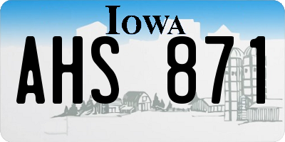 IA license plate AHS871