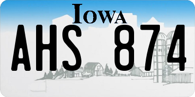 IA license plate AHS874